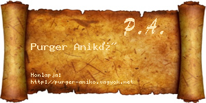 Purger Anikó névjegykártya